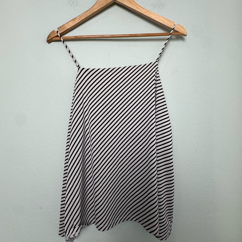 H&M Black & Cream Diagonal Striped‎ Cami Top Size XL